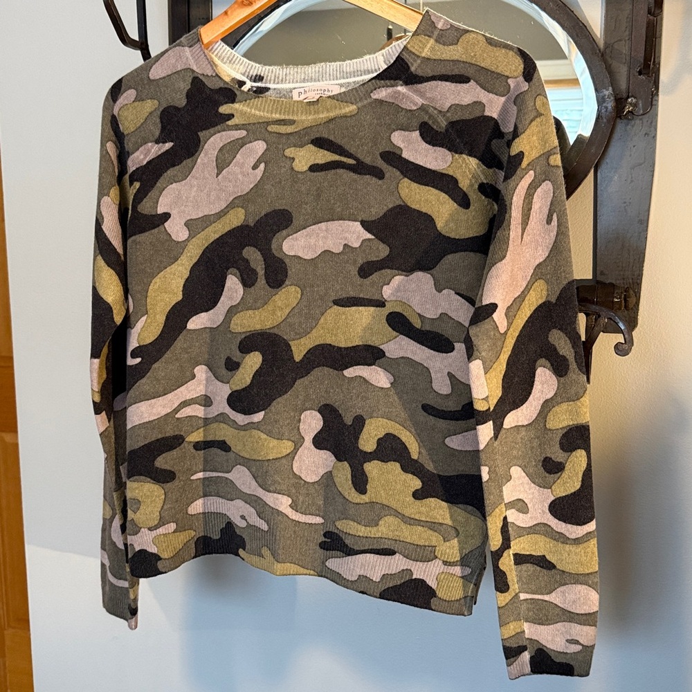 Philosophy 💯 Cashmere Camouflage Print Sweater